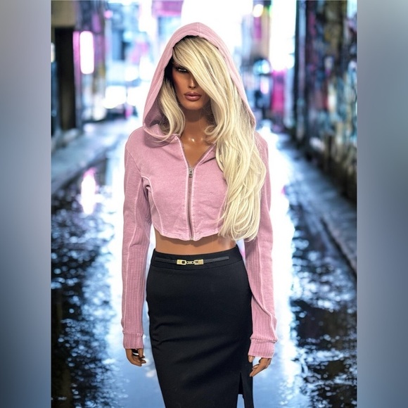 Urban Outfitters Out from Under XS Distressed Faded Hooded Cropped Sweatshirt - Picture 3 of 8